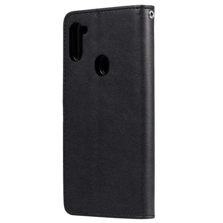 For Samsung Galaxy M11 / A11 2 in 1 Solid Color Detachable PU Leather Case with Card Slots & Magnetic Holder & Photo Frame & Wallet & Strap