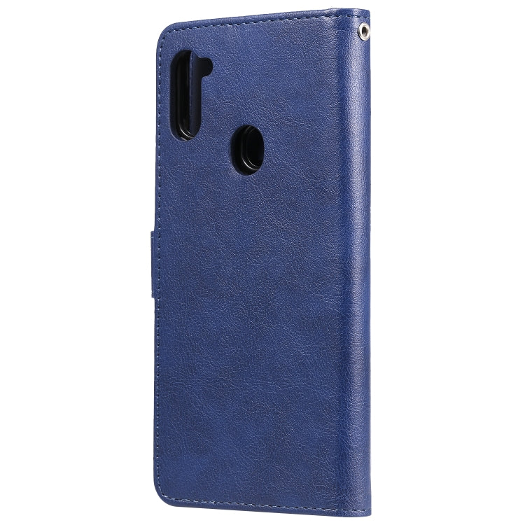For Samsung Galaxy M11 / A11 2 in 1 Solid Color Detachable PU Leather Case with Card Slots & Magnetic Holder & Photo Frame & Wallet & Strap