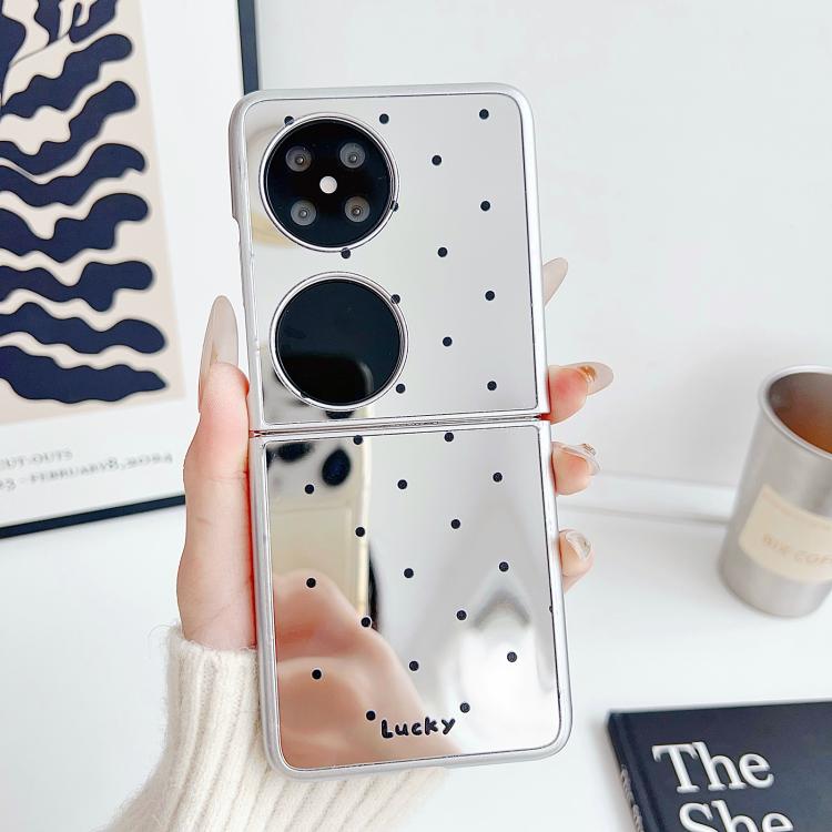 For Huawei P50 Pocket Mirror Polka Dot PC Folding Phone Case