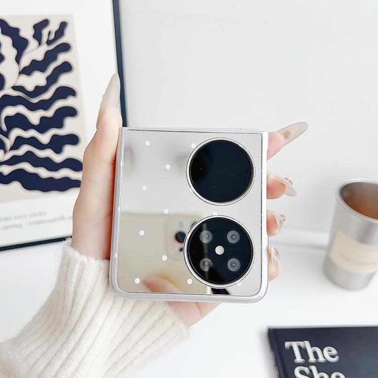 For Huawei P50 Pocket Mirror Polka Dot PC Folding Phone Case