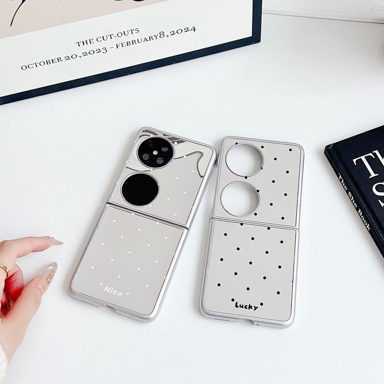 For Huawei P50 Pocket Mirror Polka Dot PC Folding Phone Case