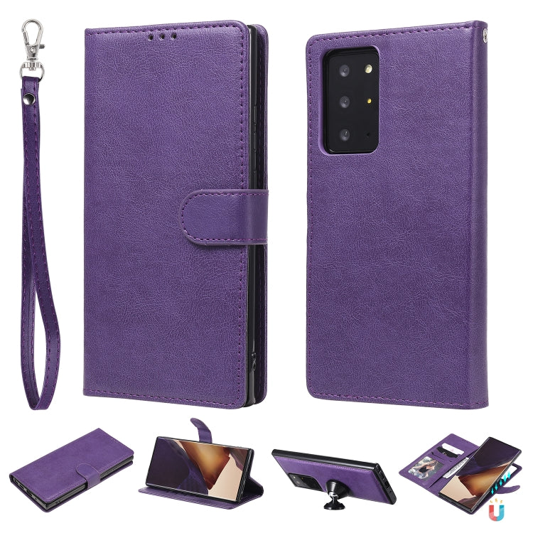 For Samsung Galaxy Note 20 2 in 1 Solid Color Detachable PU Leather Case with Card Slots & Magnetic Holder & Photo Frame & Wallet & Strap