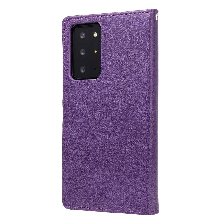For Samsung Galaxy Note 20 2 in 1 Solid Color Detachable PU Leather Case with Card Slots & Magnetic Holder & Photo Frame & Wallet & Strap