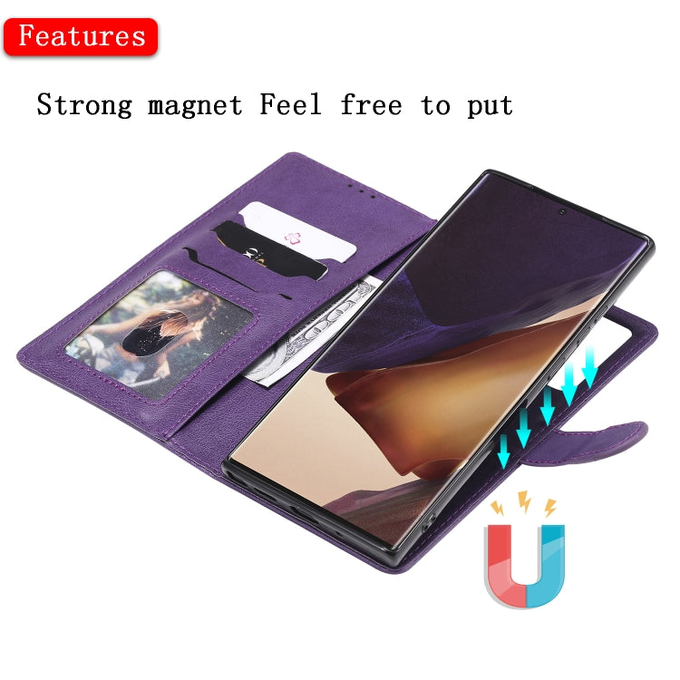 For Samsung Galaxy Note 20 2 in 1 Solid Color Detachable PU Leather Case with Card Slots & Magnetic Holder & Photo Frame & Wallet & Strap