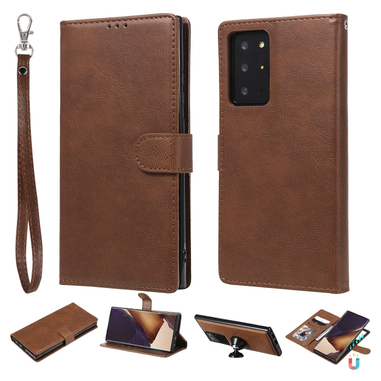 For Samsung Galaxy Note 20 2 in 1 Solid Color Detachable PU Leather Case with Card Slots & Magnetic Holder & Photo Frame & Wallet & Strap