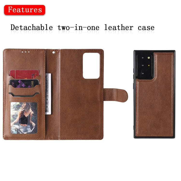 For Samsung Galaxy Note 20 2 in 1 Solid Color Detachable PU Leather Case with Card Slots & Magnetic Holder & Photo Frame & Wallet & Strap