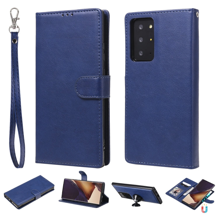 For Samsung Galaxy Note 20 2 in 1 Solid Color Detachable PU Leather Case with Card Slots & Magnetic Holder & Photo Frame & Wallet & Strap