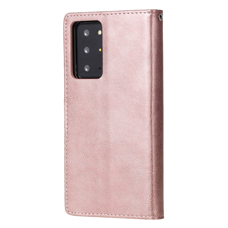 For Samsung Galaxy Note 20 2 in 1 Solid Color Detachable PU Leather Case with Card Slots & Magnetic Holder & Photo Frame & Wallet & Strap