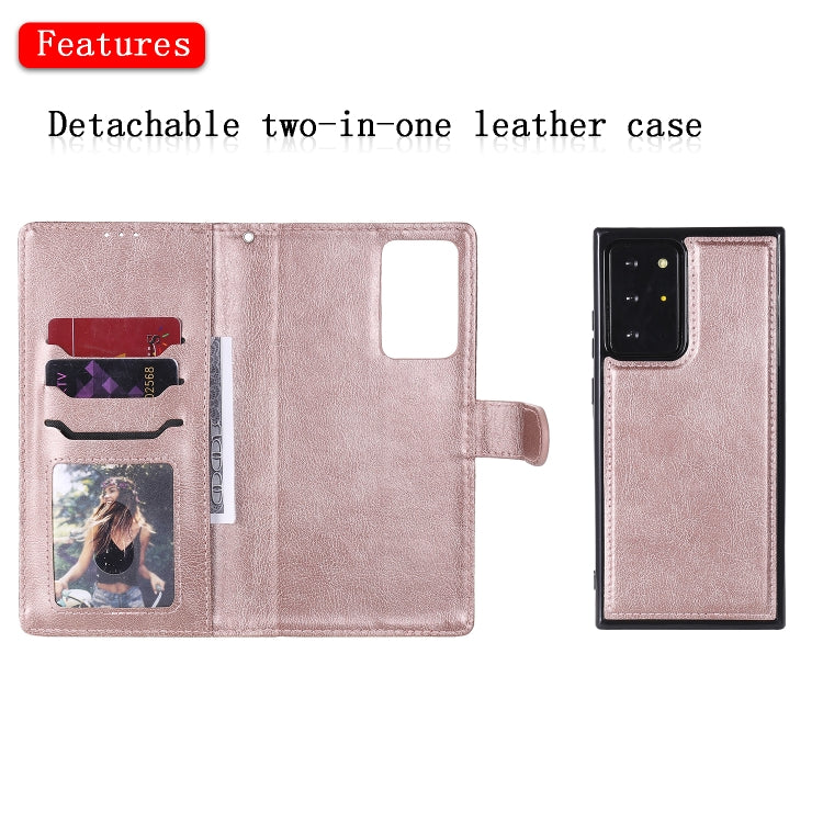 For Samsung Galaxy Note 20 2 in 1 Solid Color Detachable PU Leather Case with Card Slots & Magnetic Holder & Photo Frame & Wallet & Strap