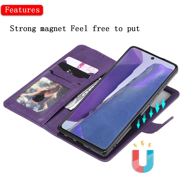 For Samsung Galaxy Note 20 Ultra 2 in 1 Solid Color Detachable PU Leather Case with Card Slots & Magnetic Holder & Photo Frame & Wallet & Strap