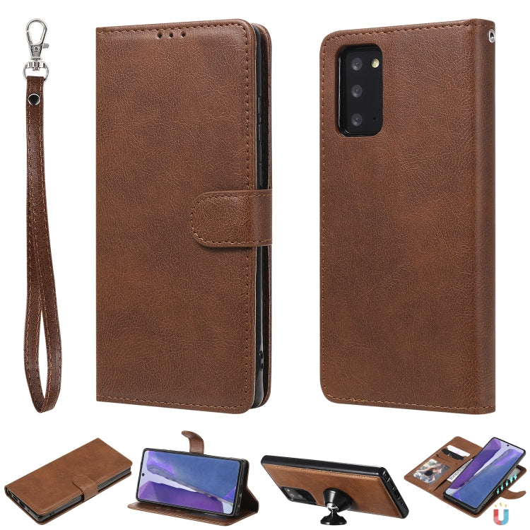 For Samsung Galaxy Note 20 Ultra 2 in 1 Solid Color Detachable PU Leather Case with Card Slots & Magnetic Holder & Photo Frame & Wallet & Strap