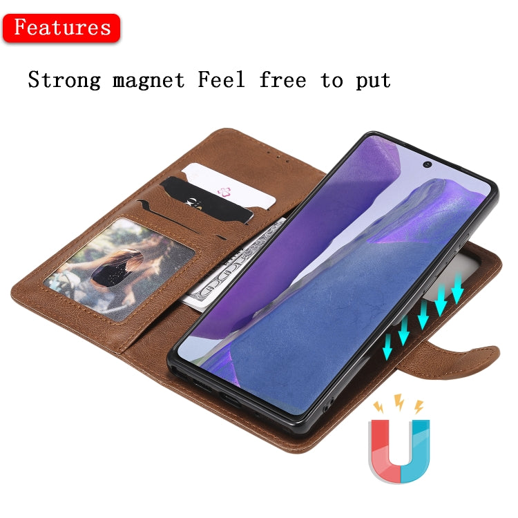 For Samsung Galaxy Note 20 Ultra 2 in 1 Solid Color Detachable PU Leather Case with Card Slots & Magnetic Holder & Photo Frame & Wallet & Strap