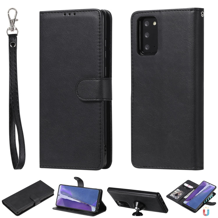 For Samsung Galaxy Note 20 Ultra 2 in 1 Solid Color Detachable PU Leather Case with Card Slots & Magnetic Holder & Photo Frame & Wallet & Strap