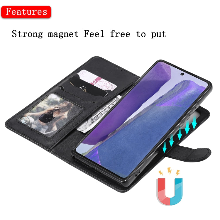 For Samsung Galaxy Note 20 Ultra 2 in 1 Solid Color Detachable PU Leather Case with Card Slots & Magnetic Holder & Photo Frame & Wallet & Strap