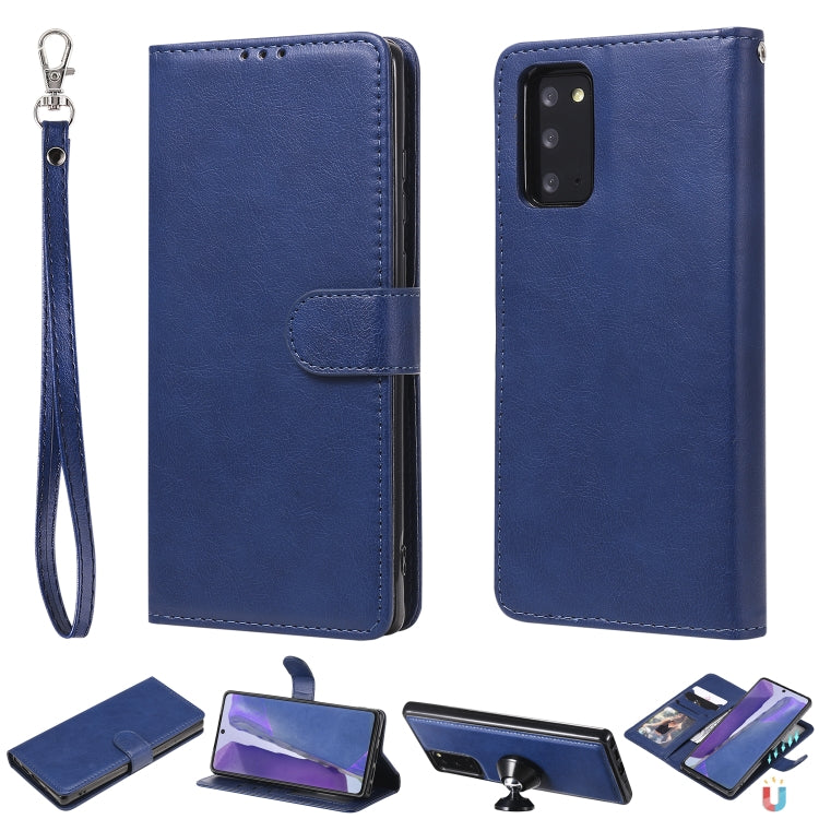 For Samsung Galaxy Note 20 Ultra 2 in 1 Solid Color Detachable PU Leather Case with Card Slots & Magnetic Holder & Photo Frame & Wallet & Strap