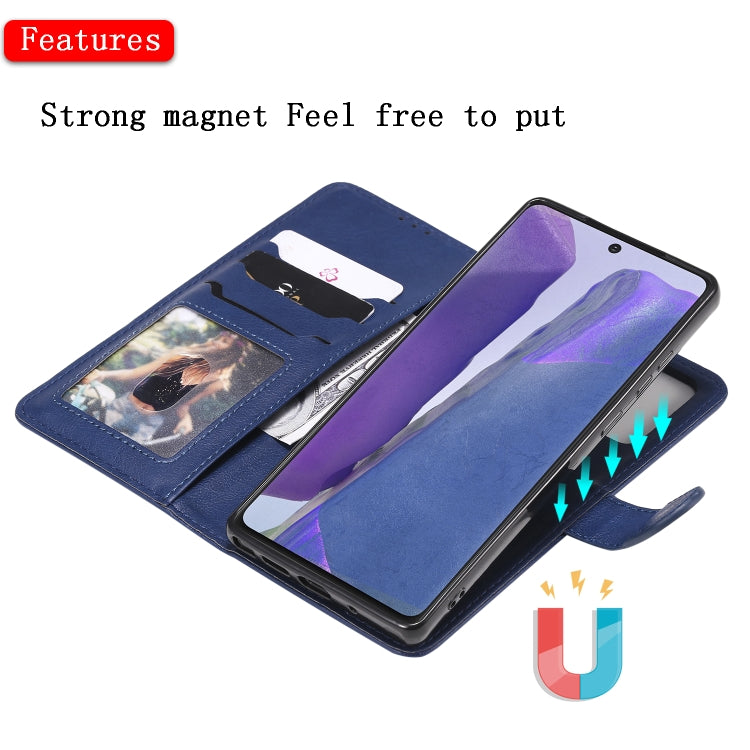 For Samsung Galaxy Note 20 Ultra 2 in 1 Solid Color Detachable PU Leather Case with Card Slots & Magnetic Holder & Photo Frame & Wallet & Strap