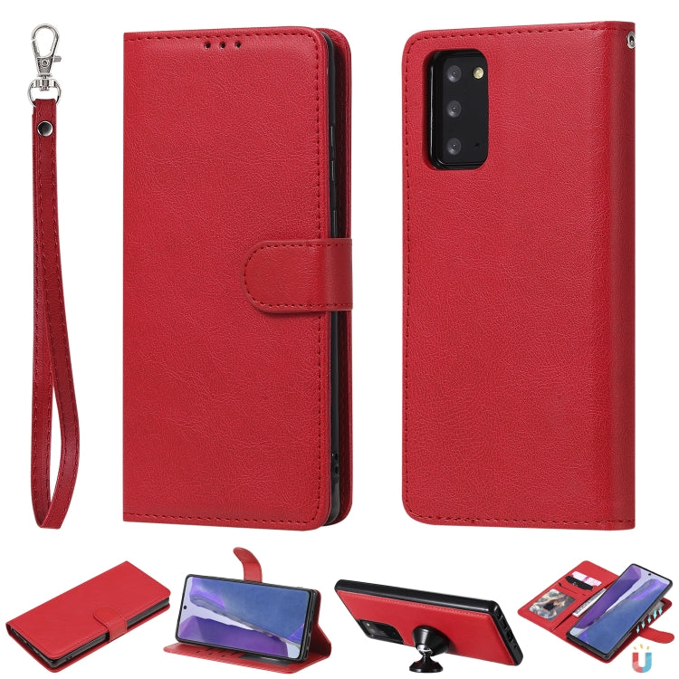 For Samsung Galaxy Note 20 Ultra 2 in 1 Solid Color Detachable PU Leather Case with Card Slots & Magnetic Holder & Photo Frame & Wallet & Strap