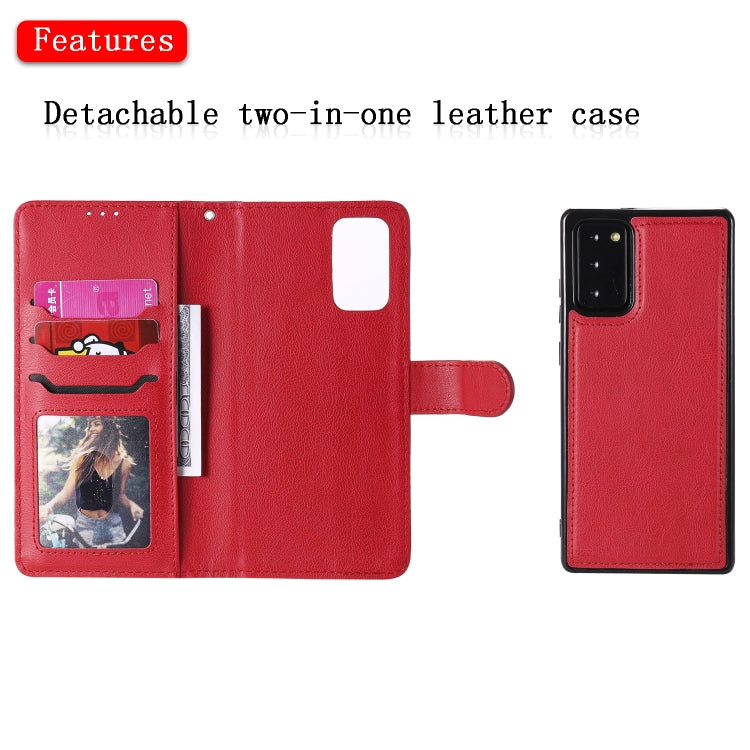 For Samsung Galaxy Note 20 Ultra 2 in 1 Solid Color Detachable PU Leather Case with Card Slots & Magnetic Holder & Photo Frame & Wallet & Strap