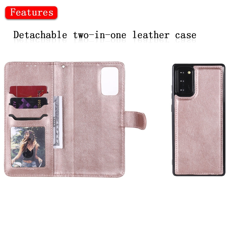 For Samsung Galaxy Note 20 Ultra 2 in 1 Solid Color Detachable PU Leather Case with Card Slots & Magnetic Holder & Photo Frame & Wallet & Strap