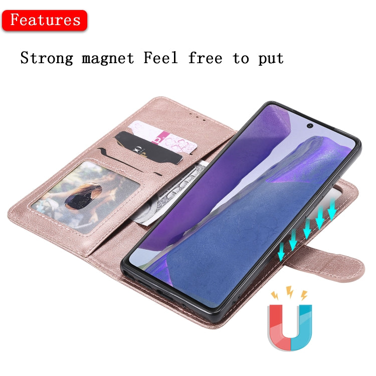 For Samsung Galaxy Note 20 Ultra 2 in 1 Solid Color Detachable PU Leather Case with Card Slots & Magnetic Holder & Photo Frame & Wallet & Strap