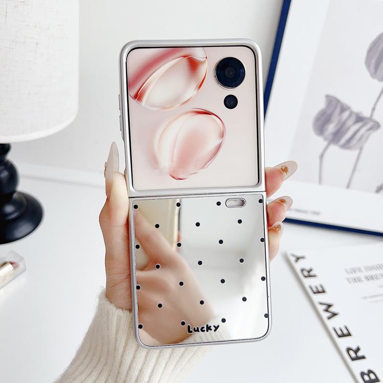 For Honor Magic V Flip Mirror Polka Dot PC Folding Phone Case