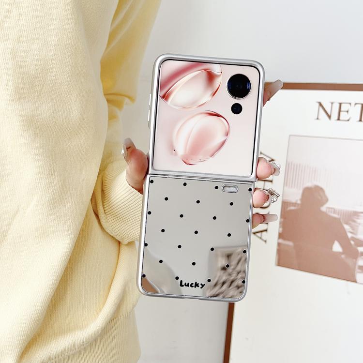 For Honor Magic V Flip Mirror Polka Dot PC Folding Phone Case