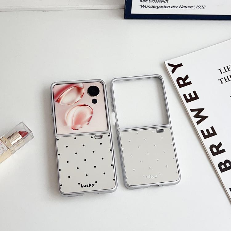 For Honor Magic V Flip Mirror Polka Dot PC Folding Phone Case