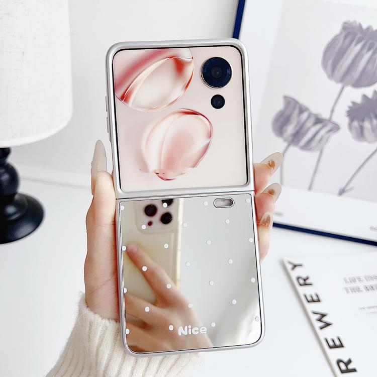 For Honor Magic V Flip Mirror Polka Dot PC Folding Phone Case