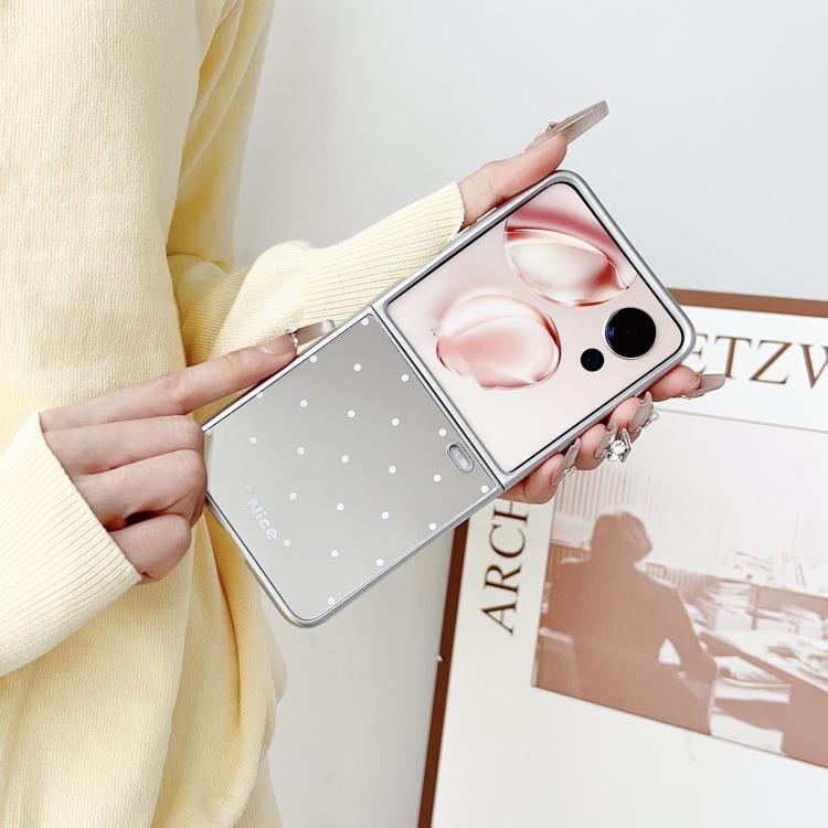 For Honor Magic V Flip Mirror Polka Dot PC Folding Phone Case