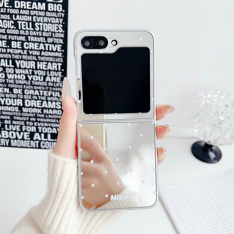 For Samsung Galaxy Z Flip6 / Flip7 FE Mirror Polka Dot PC Folding Phone Case