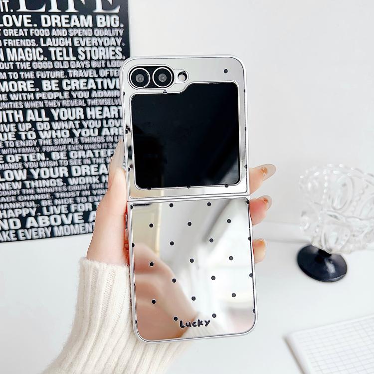 For Samsung Galaxy Z Flip5 5G Mirror Polka Dot PC Folding Phone Case