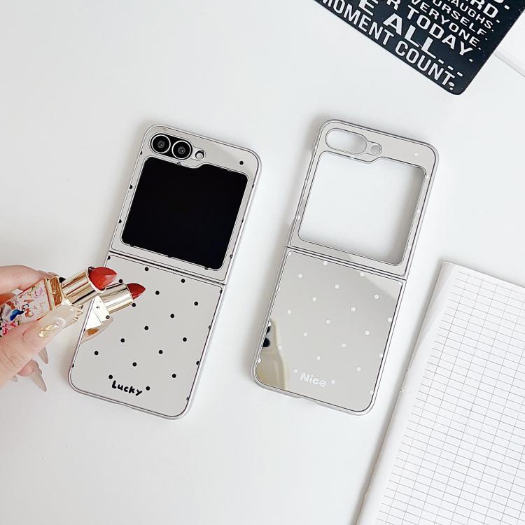 For Samsung Galaxy Z Flip5 5G Mirror Polka Dot PC Folding Phone Case