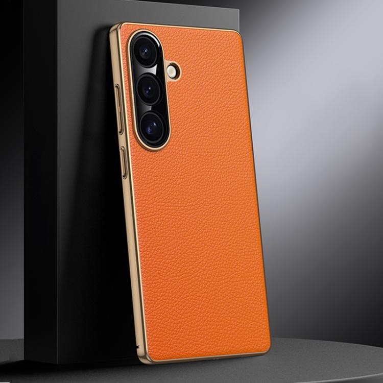 For Samsung Galaxy S25 5G Genuine Leather PC Phone Case