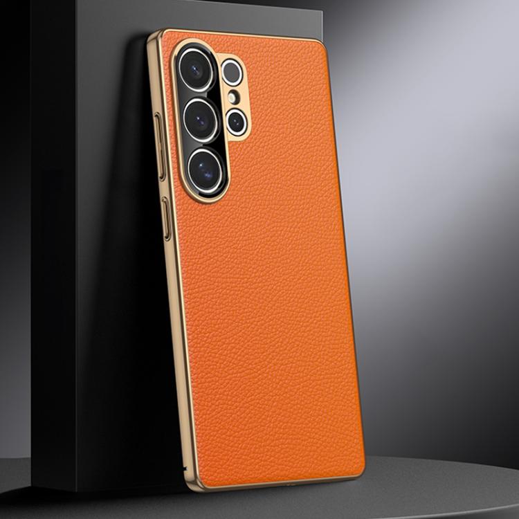 For Samsung Galaxy S25 Ultra 5G Genuine Leather PC Phone Case