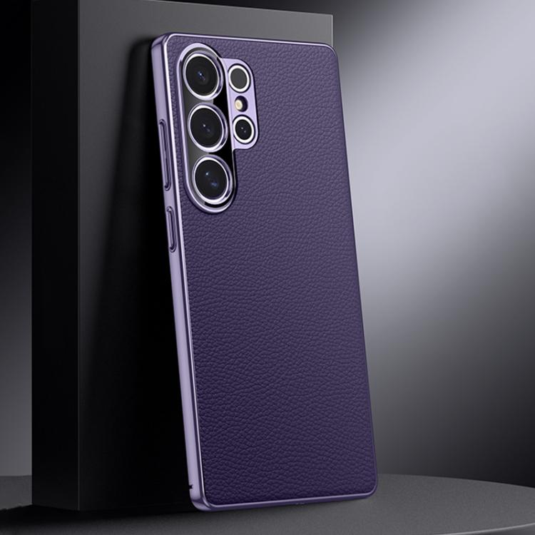 For Samsung Galaxy S25 Ultra 5G Genuine Leather PC Phone Case