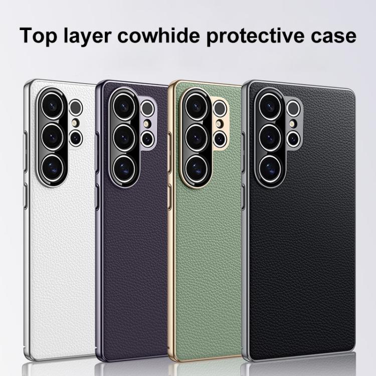 For Samsung Galaxy S25 Ultra 5G Genuine Leather PC Phone Case