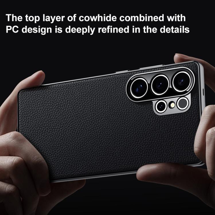 For Samsung Galaxy S24 5G Genuine Leather PC Phone Case