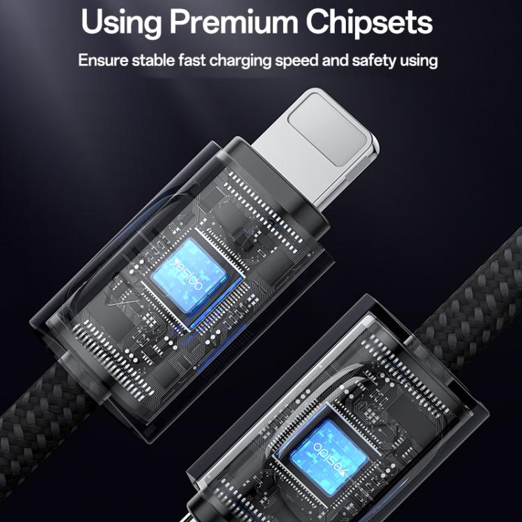 Yesido CA178 Portable Strip PD27W Type-C to 8 Pin Zinc Alloy Data Cable, Length: 20cm - Black