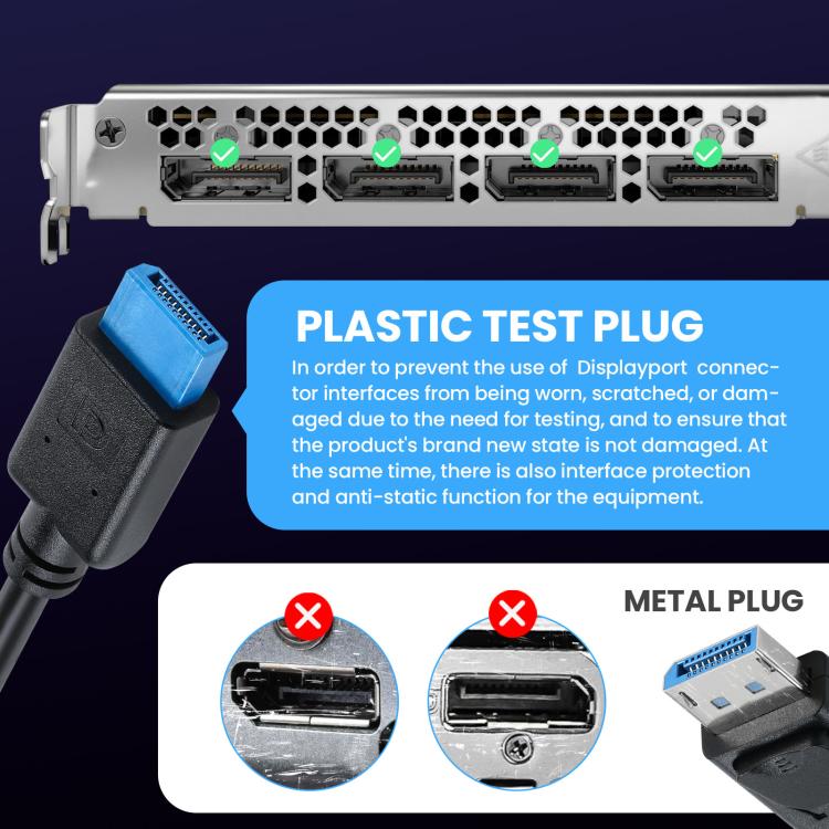 DisplayPort 8K DP1.4 Male to Male Connection Cable for Device Testing, Length:0.3m