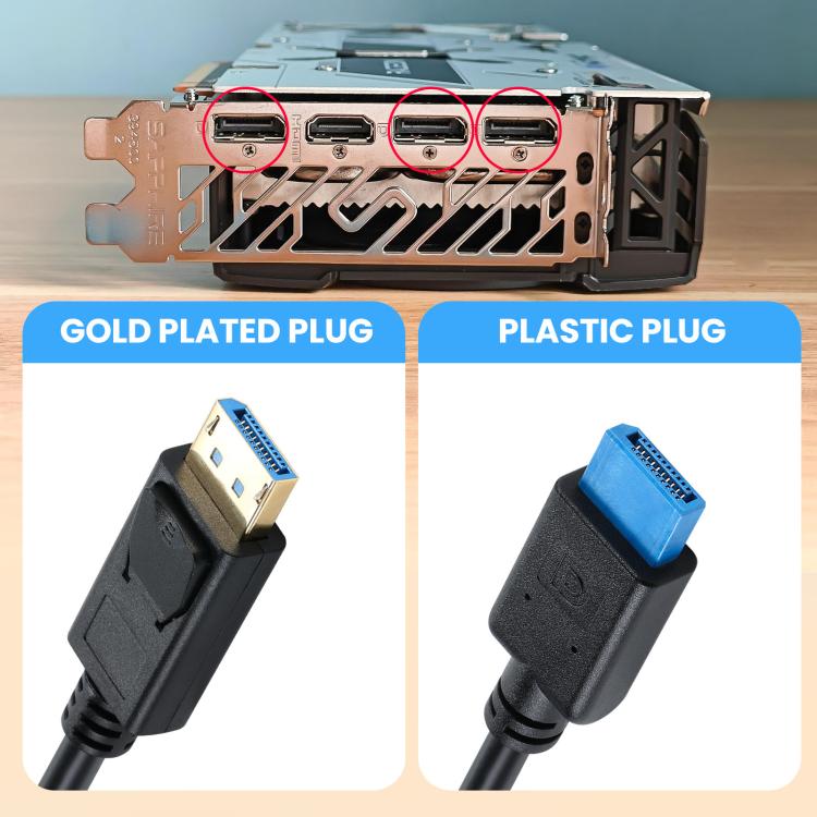 DisplayPort 8K DP1.4 Male to Female Connection Cable for Device Testing, Length:0.3m