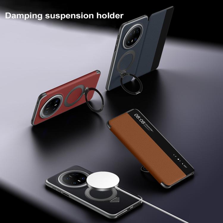 For Huawei Mate 70 SULADA Smart View Window MagSafe Magnetic Holder Leather Phone Case