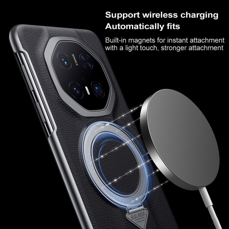 For Huawei Mate 70 RS Ultimate SULADA Smart View Window MagSafe Magnetic Holder Leather Phone Case