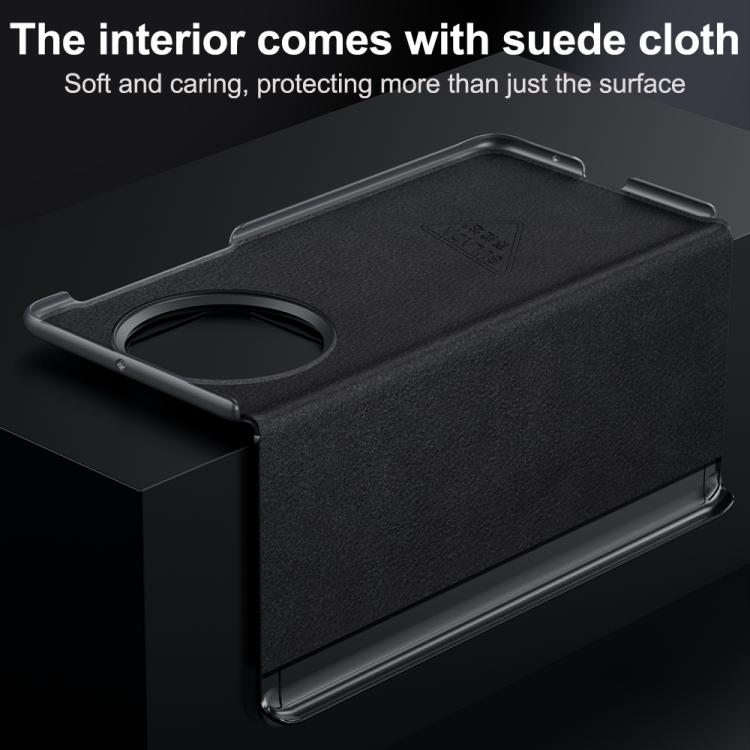 For Huawei Mate X6 SULADA Smart Series Wristband Holder Smart View Window Genuine Leather Phone Case
