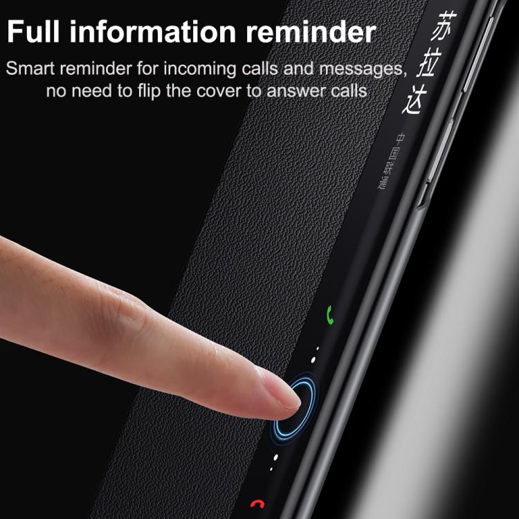 For Huawei Mate X6 SULADA Smart Series Wristband Holder Smart View Window Genuine Leather Phone Case