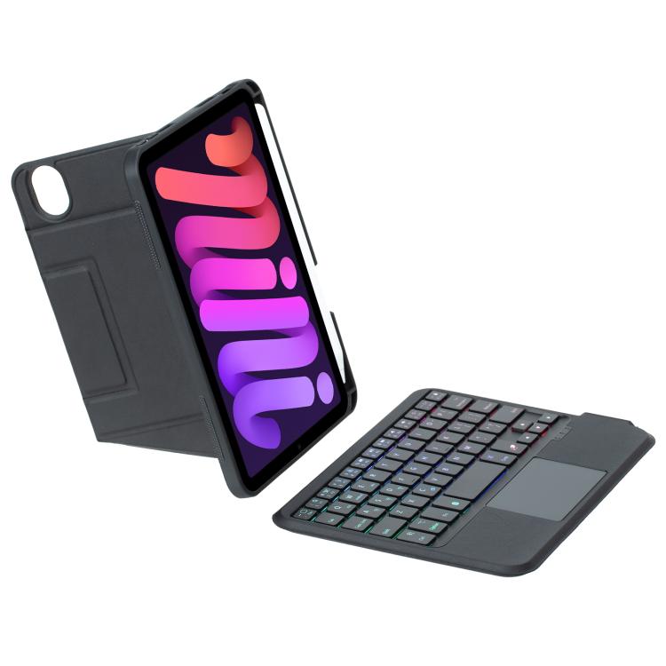 For iPad mini 2024 / mini 6 Holder Floating Detachable Backlight Keyboard Tablet Leather Case with Touchpad