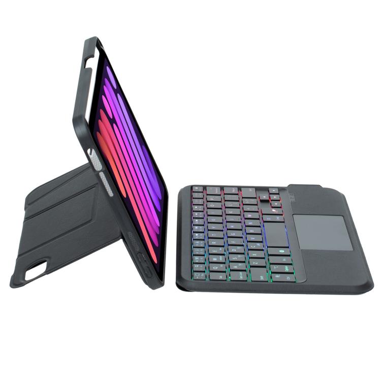 For iPad mini 2024 / mini 6 Holder Floating Detachable Backlight Keyboard Tablet Leather Case with Touchpad