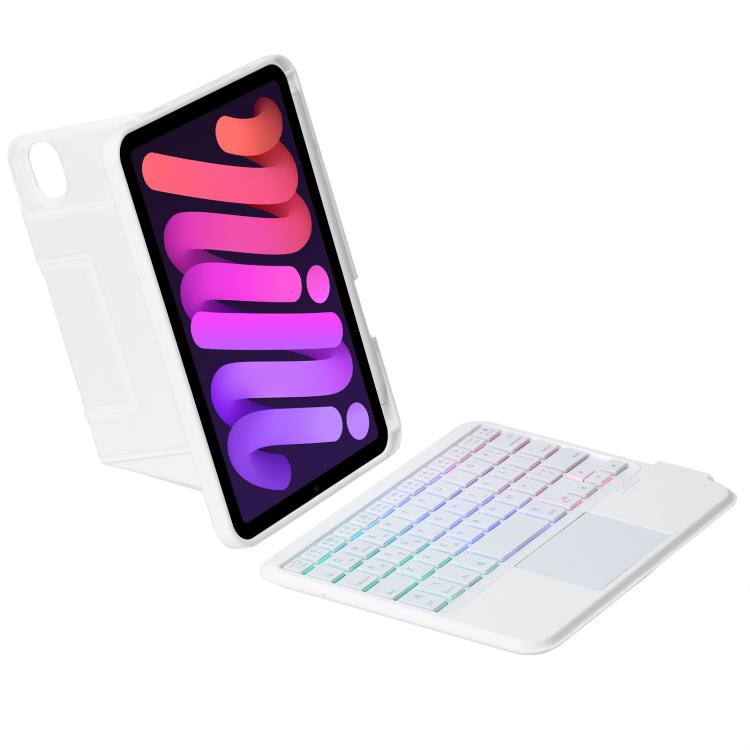 For iPad mini 2024 / mini 6 Holder Floating Detachable Backlight Keyboard Tablet Leather Case with Touchpad