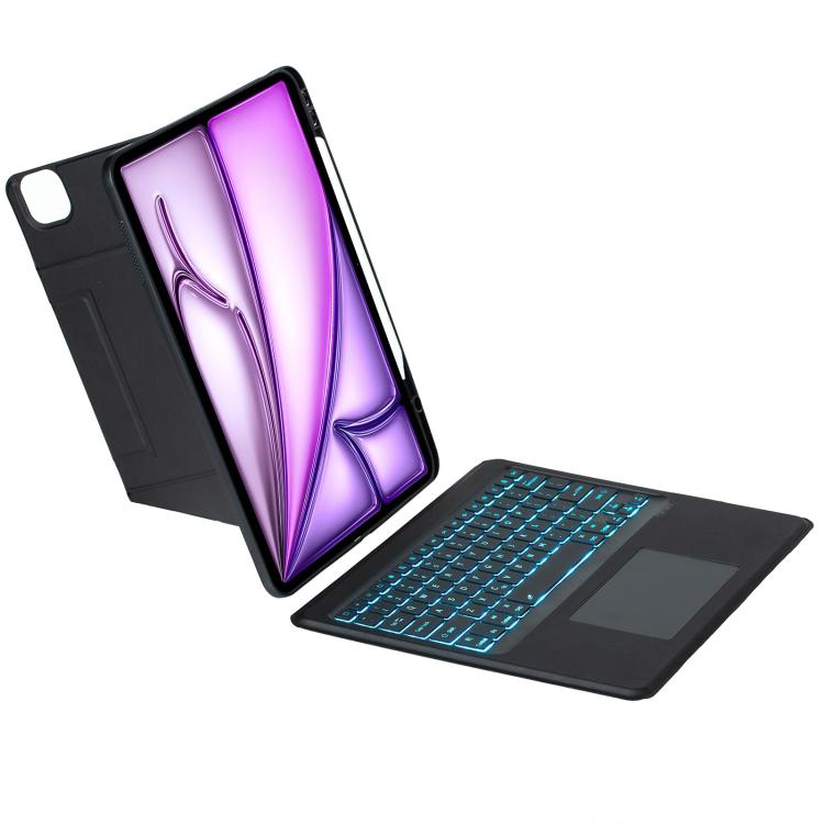 For iPad Air 13 2025 / 2024 / iPad Pro 12.9 Holder Floating Detachable Backlight Keyboard Tablet Leather Case with Touchpad