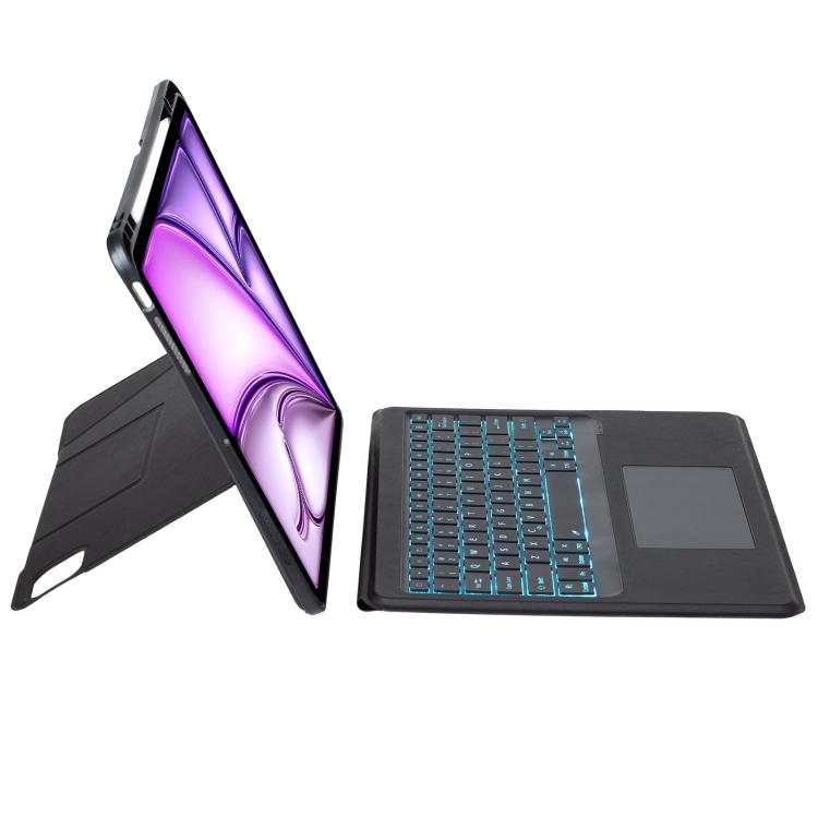 For iPad Air 13 2025 / 2024 / iPad Pro 12.9 Holder Floating Detachable Backlight Keyboard Tablet Leather Case with Touchpad