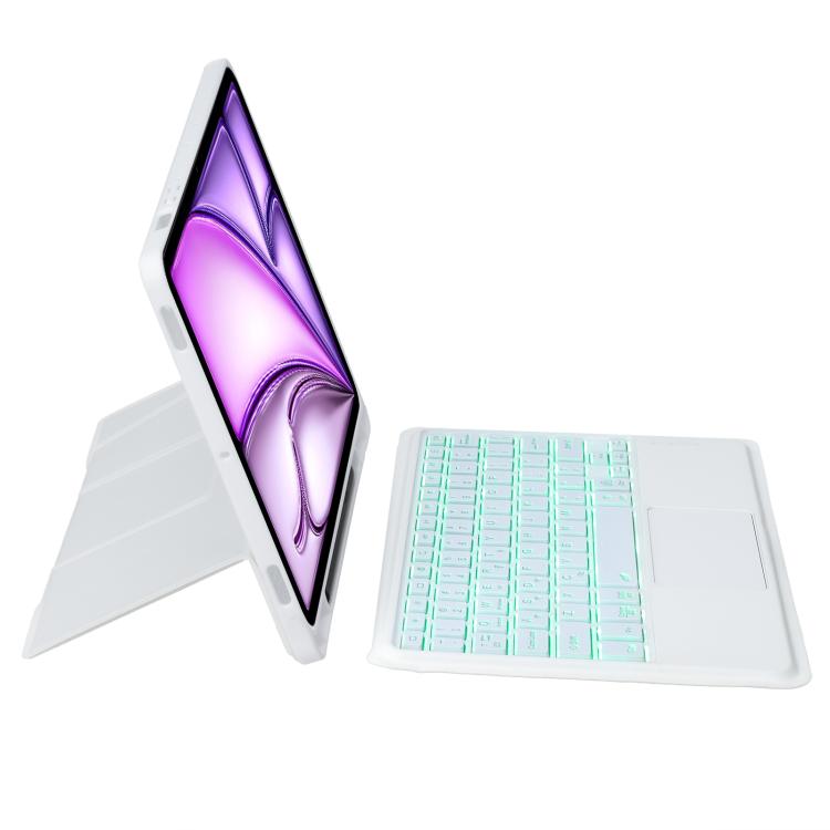 For iPad Air 13 2025 / 2024 / iPad Pro 12.9 Holder Floating Detachable Backlight Keyboard Tablet Leather Case with Touchpad
